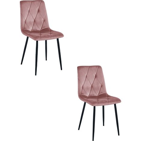 Silla Libra - terciopelo rosa / patas negras x 2 (1/5)