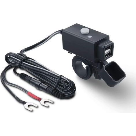 5V 2,1A USB-Motorrad-Handyladegerät, Dual-USB-Ringanschluss mit wasserdichtem Sicherungsschalter, kompatibel mit 12/24V Motorrädern, LKWs und Booten (1/5)