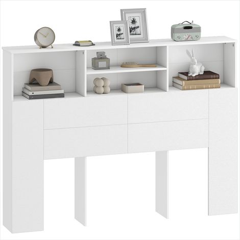 Tête de lit avec rangements 140 x 19 x 103,5 cm blanc (1/5)