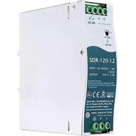 SDR-120-12 120 W 12 V 10 A Schaltnetzteil mit einem Ausgang, industrielle DIN-Schienenmontage mit PFC-Funktion. (1/5)