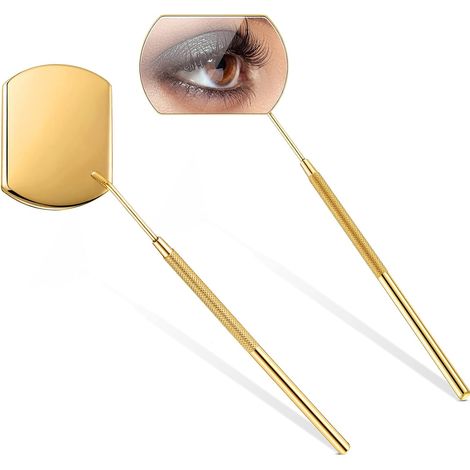 Miroir Pour Cils - Acier Inoxydable - Réglable Et Détachable - 5,8 x 4 cm - Longueur Totale 18,5 cm - Lot De 2 (1/5)