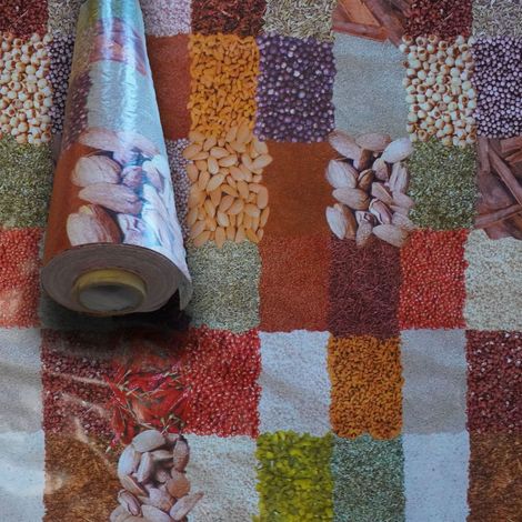 MEGA STOCK Rotolo da 20 metri (H140cm) di Tovaglia PVC telata cerata Per Casa, Sagre, Pizzerie CEREALI