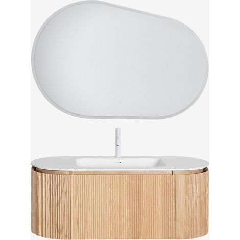 Ensemble meuble de salle de bain suspendu 120x50 cm en bois avec lavabo intégré Carsone SKLUM