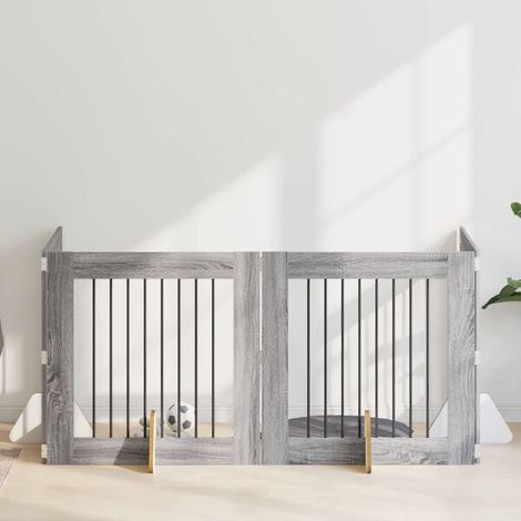 Clôture pour chien avec 4 supports gris Sonoma, 80 x 80 cm