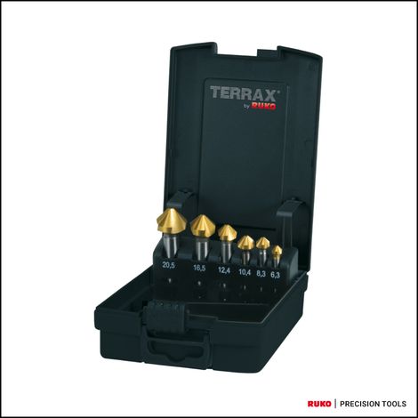 RUKO Kegel- und Entgratsenker-Satz DIN 335 Form C 90° HSS-TiN (1/4)