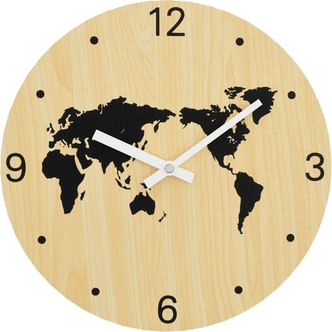 Horloge murale jaune et noir Ø30 cm bois d'ingénierie (1/5)