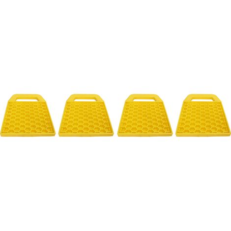 4 Pièces Patins Anti-Enfoncement pour Vérin RV, Blocs de Nivellement Antidérapants et Résistants aux Intempéries pour Camping-Car, Caravane, Remorque - Jaune (1/5)