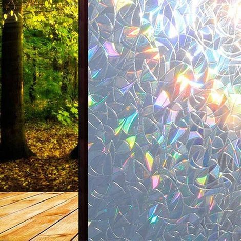 PVC Réfraction Coloré Autocollants en Verre Électrostatique Film De Fenêtre sans Colle Peut Enlever Les Grilles De Fenêtre en Verre Croissant (1/5)