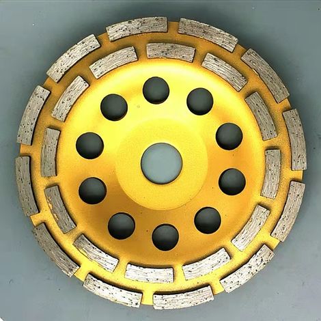 Disque Diamant, Diamant à Meuler Béton 150 x 22,2 mm Double Rangée, Meule Diamantée Universelle pour Poncer Béton, Pierre, Granit Chape, Maçonnerie, Usage Universel(Jaune) (1/5)