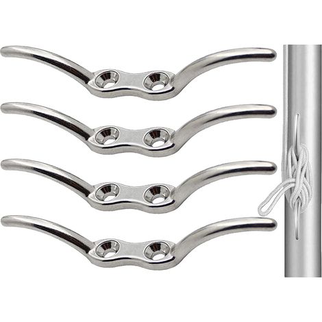 Cleat Marine - Acier Inoxydable 304 - Pour Amarrage Bateau Voile Toile Tente - Fixation Corde Mât Auvent - Lot De 4 (1/5)