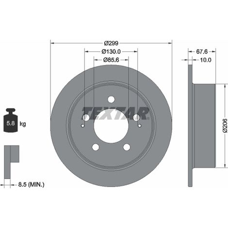 Lot de 2 Disques de frein Textar 92198703 SSANGYONG 4840109000 4840109001