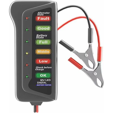 royaluxe - Testeur de Batterie 12V 6 Voyants LED Testeur Batterie Voiture Alternateur 12v Analyseur de Batterie pour Auto Moto - (1/5)