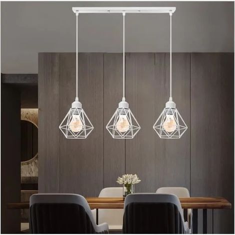 kawoo E27 Lampe Suspension Vintage en Cage,Lustre Plafonnier Industrielle Retro en Fer pour Salon Chambre,ø16cm (1/4)