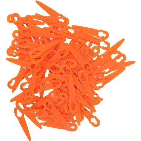 100 lames de coupe-bordures en plastique orange, accessoires pour tondeuse à gazon compatibles avec Stihl Polycut 2-2 et 3-2. (1/5)