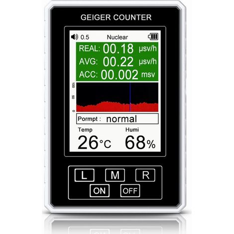 Détecteur de rayonnement nucléaire, dosimètre professionnel à réponse rapide, compteur Geiger avec détection de température et d'humidité, blanc (1/5)