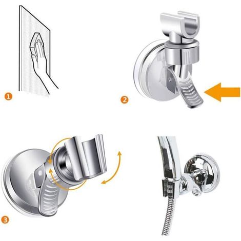 Support de pommeau de douche, crochet de douche à ventouse, support mural pour pommeau de douche, curseur de douche universel interchangeable (support) (1/3)