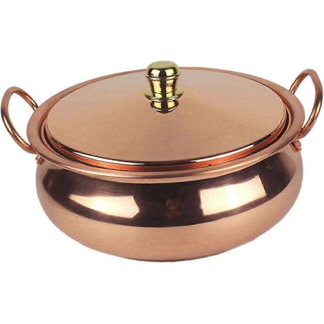 Casserole en cuivre pur avec couvercle, 18 cm, ustensile de cuisine durable, compatible avec les cuisines professionnelles - Yvan (1/5)