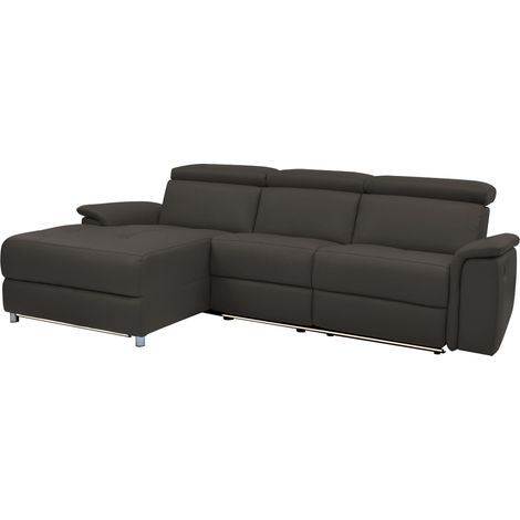 Pareli-Canapé 3 places gauche avec fonction manuelle en cuir PU marron (1/5)