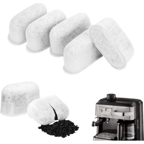Beyamis Cartouches de charbon actif de rechange pour machines à café Delonghi, lot de 5, compatibles avec les modèles 731328779, DLSC002, COM530M, ECAM, ETAM et EPAM. (1/5)