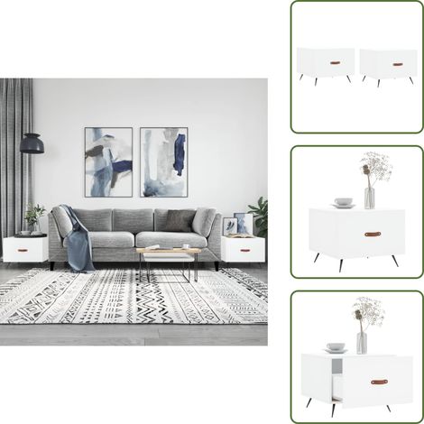 The Living Store Couchtische 2 Stk. Weiß 50x50x40 cm Holzwerkstoff - Elegante Couchtische - Wohnzimmerstil - Holzwerkstoff Möbel - Couchtisch Set - Beistelltisch Mit Schublade (1/5)