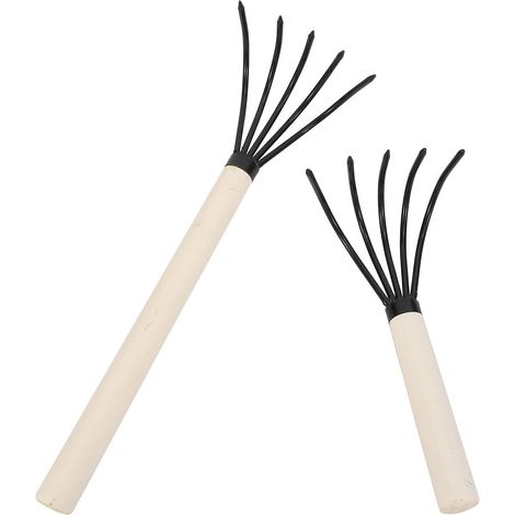 2pcs Râteaux à Palourdes en Acier Carbone Manche en Bois, Râteaux à Griffes Multifonctions pour Pêche aux Fruits de Mer, Pratique et Portable (1/5)