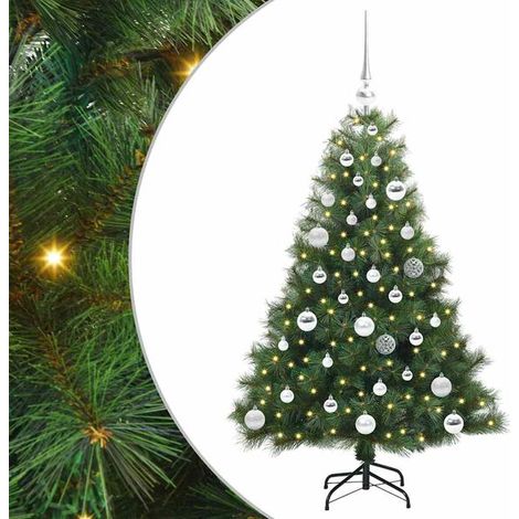 Sapin de Noël artificiel avec 150 lumières LED, vert, 120 cm, en PE et PVC. (1/5)