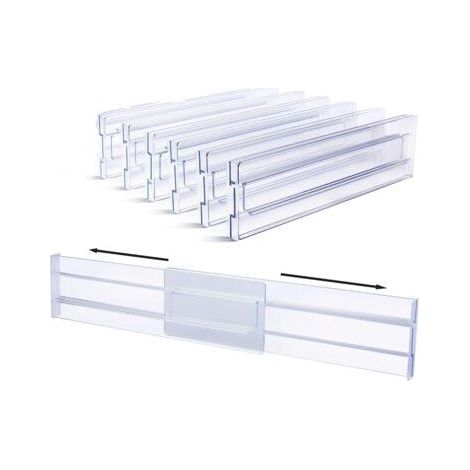 Set of 6 Adjustable Drawer Dividers 8.1cm High, Expandable from 27.9cm to 52.3cm, Dressers, Kitchenware and Office Storage (1/5)