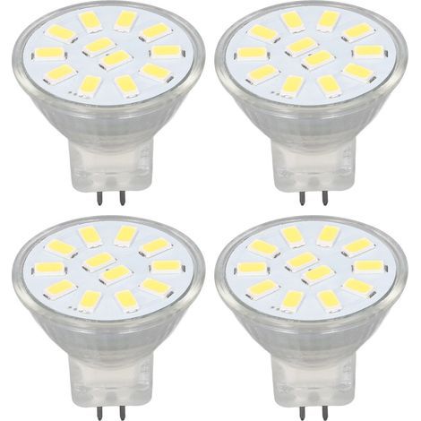 4er-Set MR11 LED-Spotlampen mit Doppelnadelsockel, 360°-Wärmeableitung, 3 W, 12 LEDs, kaltweiß (1/5)