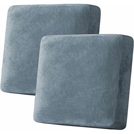 Fundas elásticas de terciopelo para cojines de sofá (paquete de 2, azul piedra) – Fundas suaves para sofás, tumbonas y sillas – Compatibles con cojines de tamaño estándar