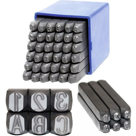36 teiliges Komplettset - Schlagzahlen und Schlagbuchstaben 4 mm (1/5)