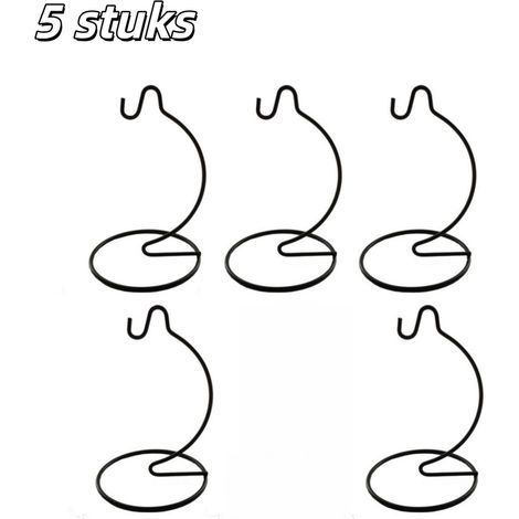 Lot de 5 présentoirs en fer forgé avec crochets, supports pour décorations de Noël et boules en verre, hauteur 25 cm, noir (1/5)