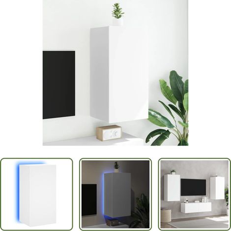 LED-Leuchten - TV-Wandschrank mit LED-Leuchten Weiß 40,5x35x80 cm (1/5)