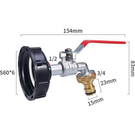 Robinet Cuve 1000L Recuperateur Eau De Pluie - Adaptateur Réservoir d'eau IBC - Noir ENEAOCT (1/4)