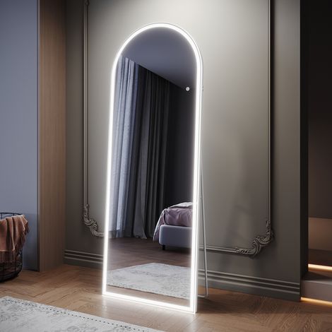 SIRHONA Miroir de maquillage indépendant en forme d'arc 1600 x 600 x 35mm, avec 3 modes d'éclairage, installation murale ou verticale