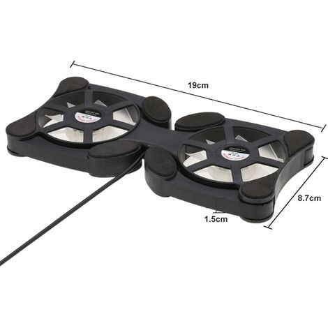Mini support de refroidissement portable pliable USB à double ventilateur pour PC portable 7 pouces-AquaForge