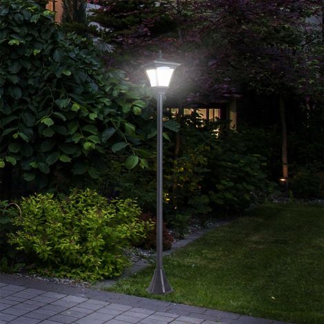 Poteau lumineux LED 10 lumens noir 15x15x120cm, lampe solaire pour jardin