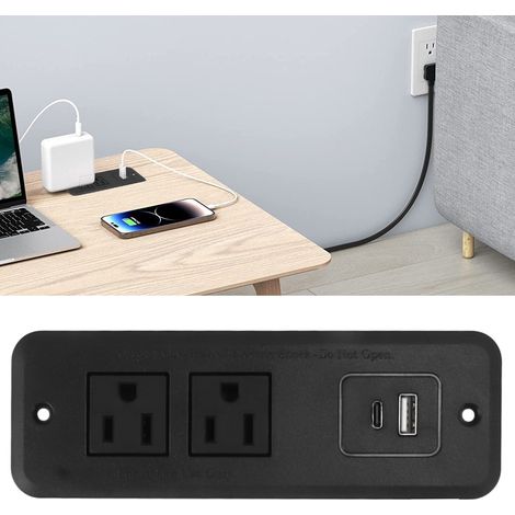 Integrierte Einbausteckdose – Typ C PD20W für L-förmige Eck- und Beistelltische – ABS, 12,6 x 4,3 cm, 2 m Kabel (1/5)