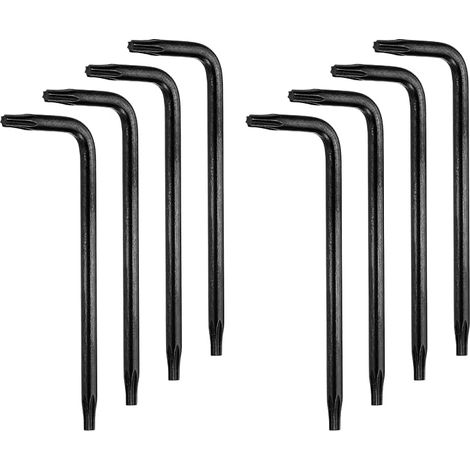 8Pcs T8 2.17" Long Arm L Shaped Tamper Proof Torx Hex Key with 6 Point Safety Bit Carbon Steel for Auto and Home Repairs Black (1/5)