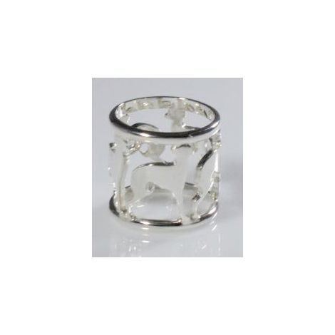 Ring mit durchbrochenem Band Kleiner italienischer Windhund aus Sterlingsilber