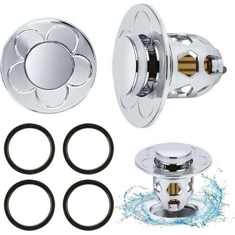 2 Pièces Bonde de Lavabo Universel Pop Up 34-40mm,Bonde de Lavabo Pop-Up avec Filtre Anti-Clogging,Flitre de Vidange Anti-Bloqué,Bouchon Baignoire pour Lavabo Cuisine,Flitre Cheveux-Orifice de Vidange (1/5)