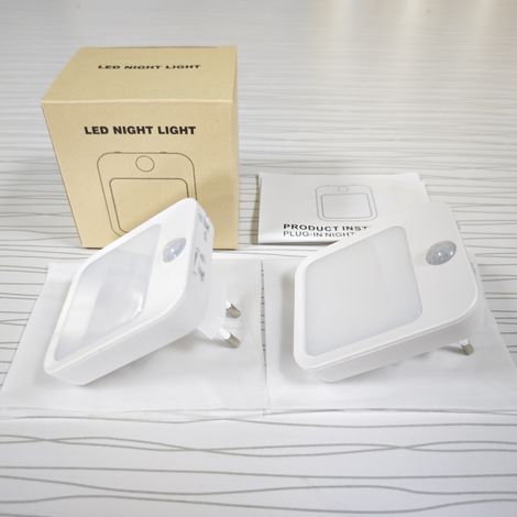 2er-Pack LED-Nachtlichter mit Netzanschluss, 3 Beleuchtungsmodi und Bewegungsmelder für Schlafzimmer und BadezimmerEtikett (1/4)
