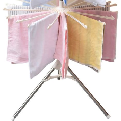 Porte-serviettes pliant rotatif 2022, nouveau modèle, cintres de voyage pour bébé, séchoir à linge blanc à trois niveaux, support au sol pliable. (1/3)