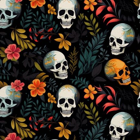 Tela Oxford decorativa para exteriores - Motivo de calavera I DX4303 (1/5)