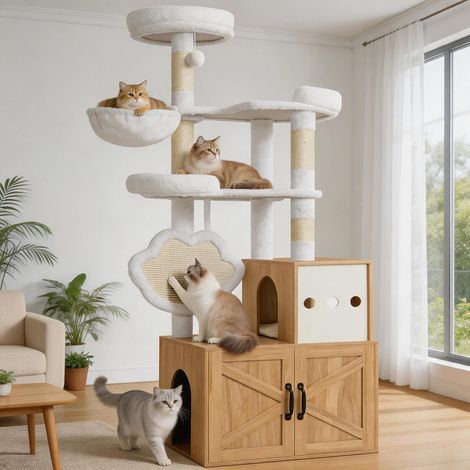 Modern Solid Wood Integrated Cat Scratching Post 162 cm (1/5)