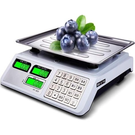 Su un fornello elettrico, su una bilancia elettrica, per verdure e acciaio inox, nonché su una bilancia impermeabile per piatti finiti e su una bilancia da 30 kg (1/5)