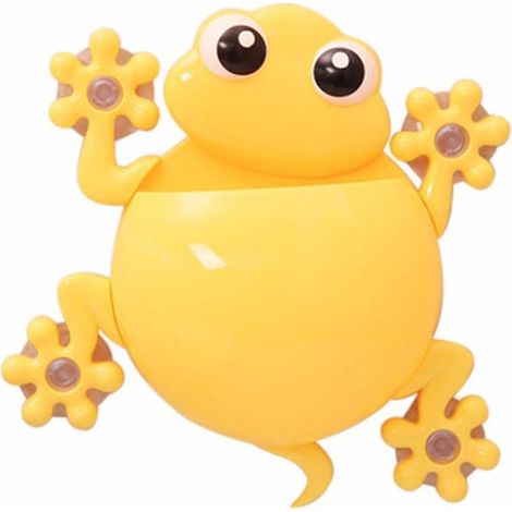 Porte-brosse à dents pour enfants, motif grenouille mignonne, ventouse murale, décoration de salle de bain (jaune) (1/5)