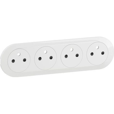Enjoliveur pour prise quadruple précâblée 4X2P+T - Surface - Blanc - Céliane - CB0114 - Legrand (1/2)