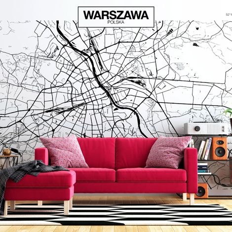 Fotomurale adesivo - Warsaw Map - 245x175 (1/4)