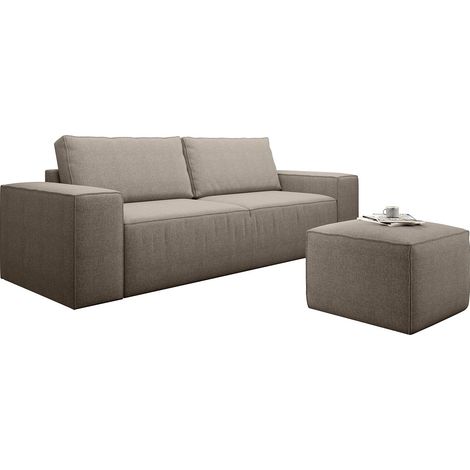 Canapé convertible WILACE en tissu – 260cm-Marron clair (1/5)