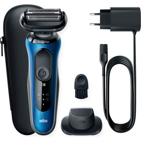 Braun Series 6 61-B1200s Máquina de afeitar de láminas Recortadora Negro, Azul (1/5)